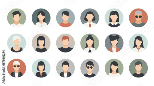 Diverse Cartoon People Profile Icons Set.