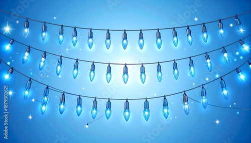 Festive blue Christmas lights creating a magical and enchanting atmosphere.