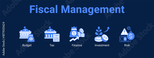 Fiscal Management web banner icon vector illustration concept ,  with icon of Budget, Tax, Finance.