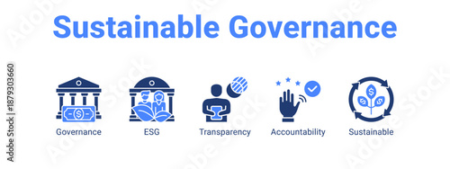 Sustainable Governance web banner icon vector illustration concept ,  with icon of Governance, ESG, Transparency.