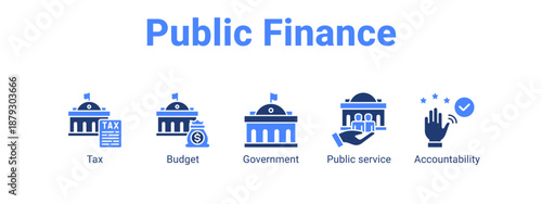 Public Finance web banner icon vector illustration concept ,  with icon of Tax, Budget, Government, Public.
