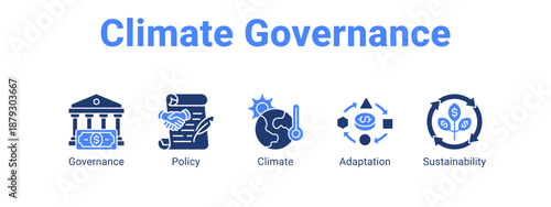 Climate Governance web banner icon vector illustration concept ,  with icon of Governance, Policy, Climate.