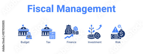 Fiscal Management web banner icon vector illustration concept ,  with icon of Budget, Tax, Finance.