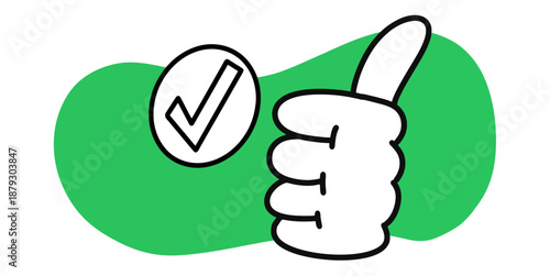 Approved hand illustration vector for positive feedback. Ideal for thumbs up gestures, agreement signs, success confirmation, and like symbols.