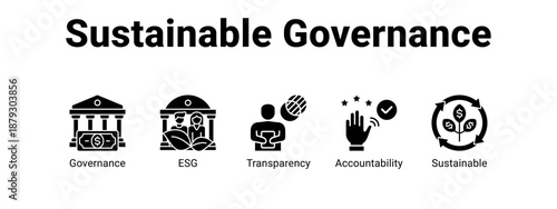Sustainable Governance web banner icon vector illustration concept ,  with icon of Governance, ESG, Transparency.