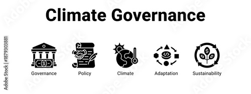 Climate Governance web banner icon vector illustration concept ,  with icon of Governance, Policy, Climate.