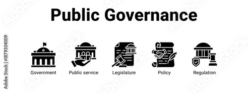Public Governance web banner icon vector illustration concept ,  with icon of Government, Public service, Legislature.