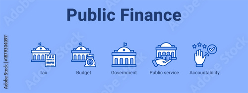Public Finance web banner icon vector illustration concept ,  with icon of Tax, Budget, Government, Public.
