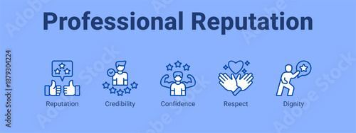 Professional Reputation web banner icon vector illustration concept ,  with icon of Reputation, Credibility, Confidence.