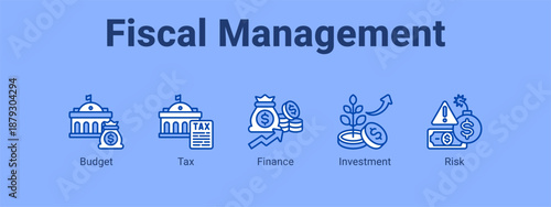 Fiscal Management web banner icon vector illustration concept ,  with icon of Budget, Tax, Finance.
