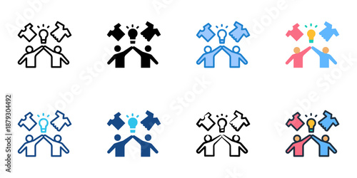 Fashion Collaboration icons set multiple style collection. Editable stroke 
