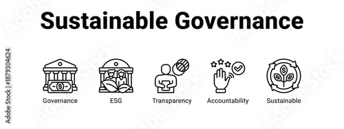 Sustainable Governance web banner icon vector illustration concept ,  with icon of Governance, ESG, Transparency.