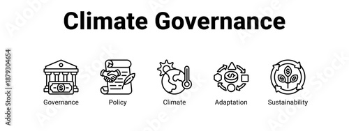 Climate Governance web banner icon vector illustration concept ,  with icon of Governance, Policy, Climate.