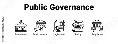 Public Governance web banner icon vector illustration concept ,  with icon of Government, Public service, Legislature.