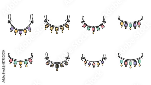 Festive Bunting Flags and Pennants Collection Vector