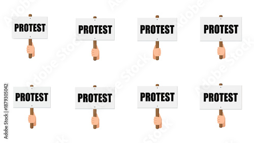 Hands Holding Protest Signs