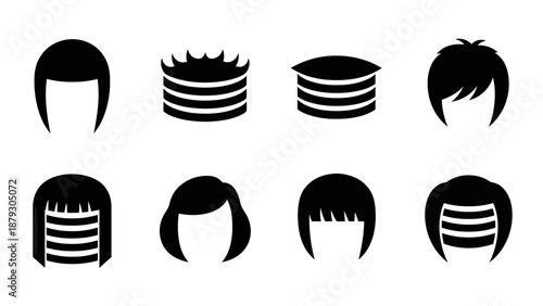 Collection of diverse black hairstyles and haircuts icons