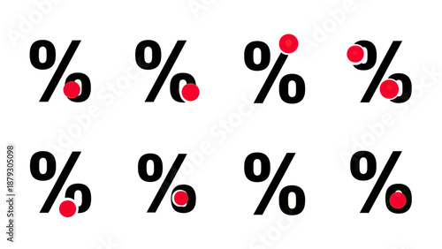 Percentage Symbol Variations with Red Dot Accent