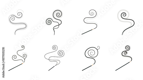 Abstract Swirling Smoke and Steam Wisps Vector Collection