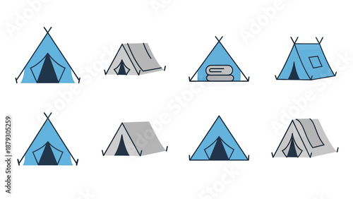 Camping Tents Collection: Outdoor Adventure Icons