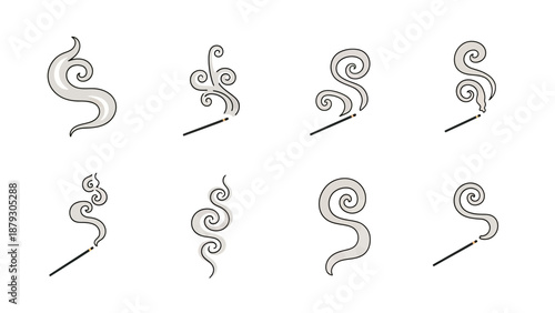 Abstract Swirls of Smoke or Steam Set