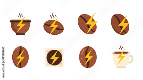 Coffee Energy Bolts Icons