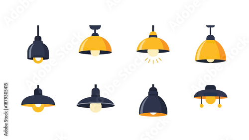 Collection of Industrial Pendant Lights, Modern Illumination Set