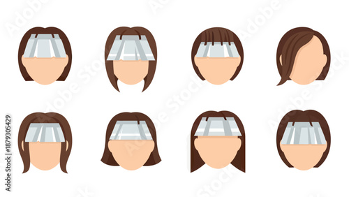 Collection of Diverse Hairstyles in Flat Design