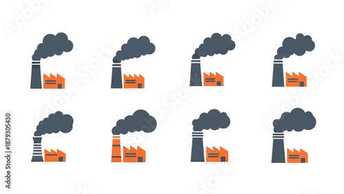 Industrial Factory Smoke Icons Set