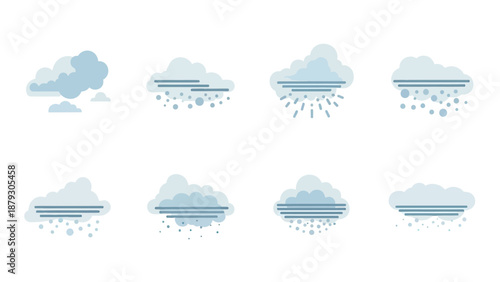 Set of Weather Icons: Clouds with Rain and Hail