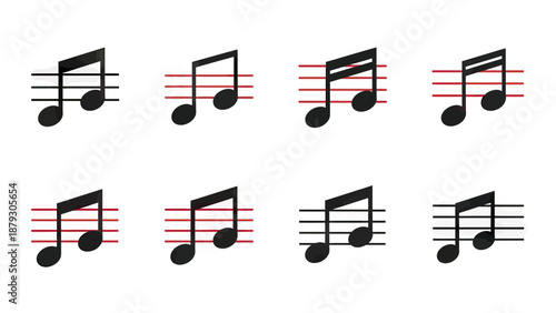 Musical Notes on Staves - Vector Collection