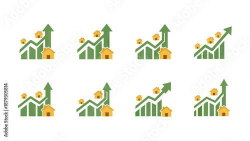 Growing Housing Market Trend Vector Graphics Set