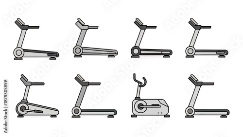 Collection of Treadmills and Exercise Bike Icons