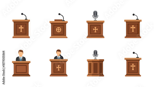 Religious and Public Speaking Podiums with Microphones