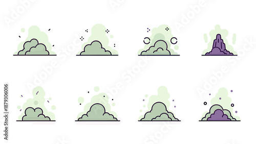Stylized Cloud and Smoke Puffs Vector Icons