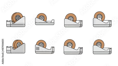 Set of Desktop Tape Dispenser Icons