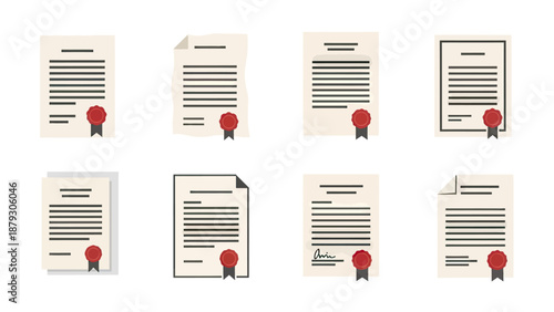 Collection of Official Documents with Red Wax Seals