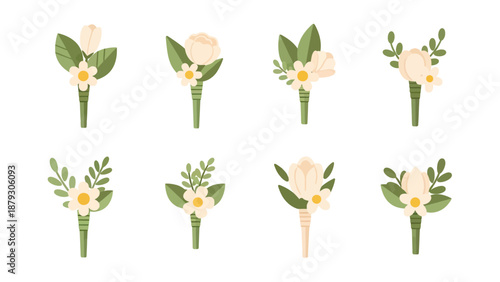 Elegant Boutonniere Flower Set for Weddings and Events