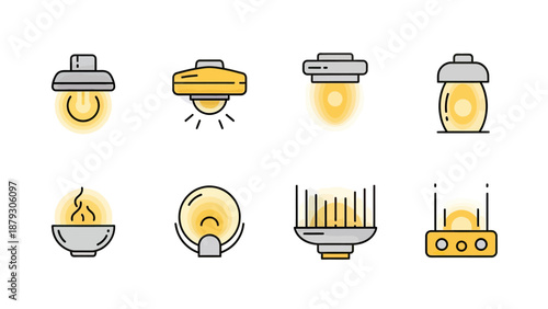 Collection of Modern and Vintage Lamp Icons