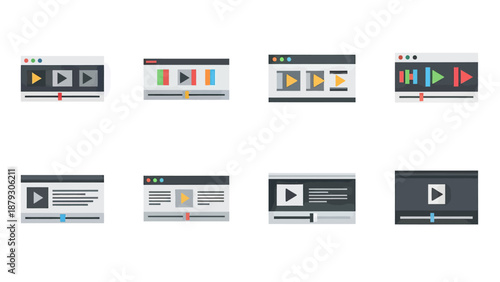 Set of Digital Media Player Interface Icons
