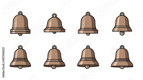 Set of Bronze Bells Icons