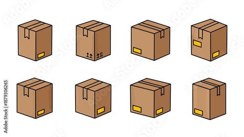 Set of Cardboard Boxes Icons