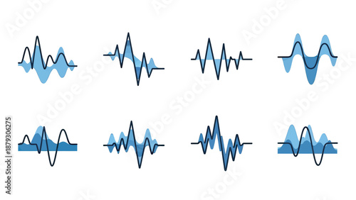 Abstract Sound Waves and Audio Signals Set