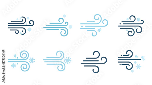 Stylized Wind and Snow Icons Set