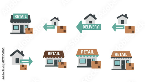 Retail Store and Delivery Icons Set
