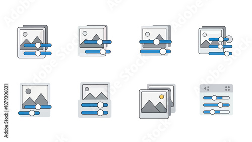 Image Editing Interface Icons: Sliders and Photos