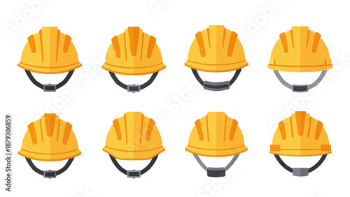 Set of Yellow Hard Hats, Safety Helmets Collection