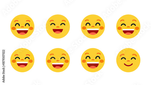 Joyful Emoji Faces Collection - Happy Smileys with Blushing Cheeks