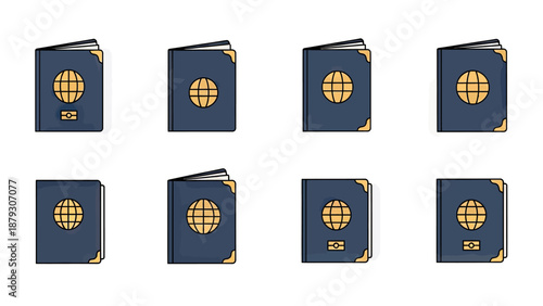 Collection of Passport Icons and Variations