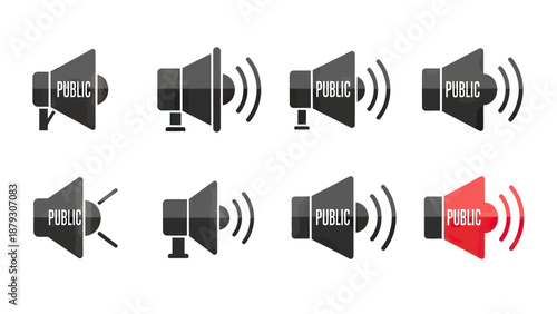Megaphone Icons Set: Public Announcement and Notification Symbols
